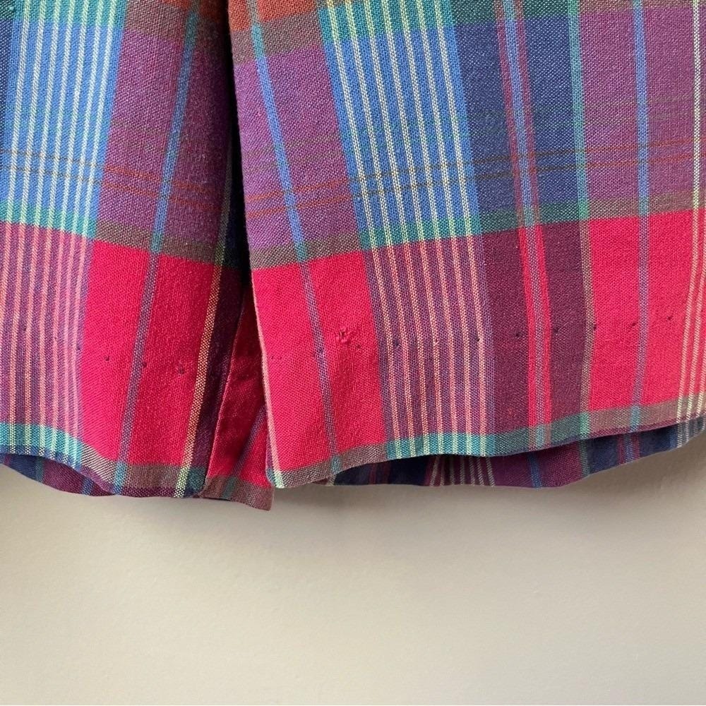 Vintage Talbots Shorts Women's Small Plaid Red Blue Preppy Coastal Cotton Pleats - Picture 4 of 12
